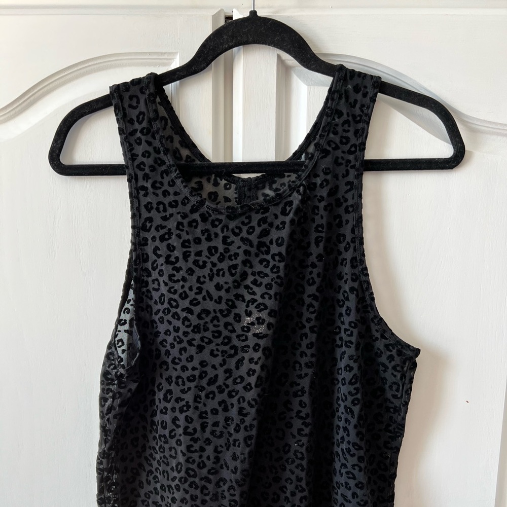 Like New Medium ZYIA Black Leopard Mesh Tank
